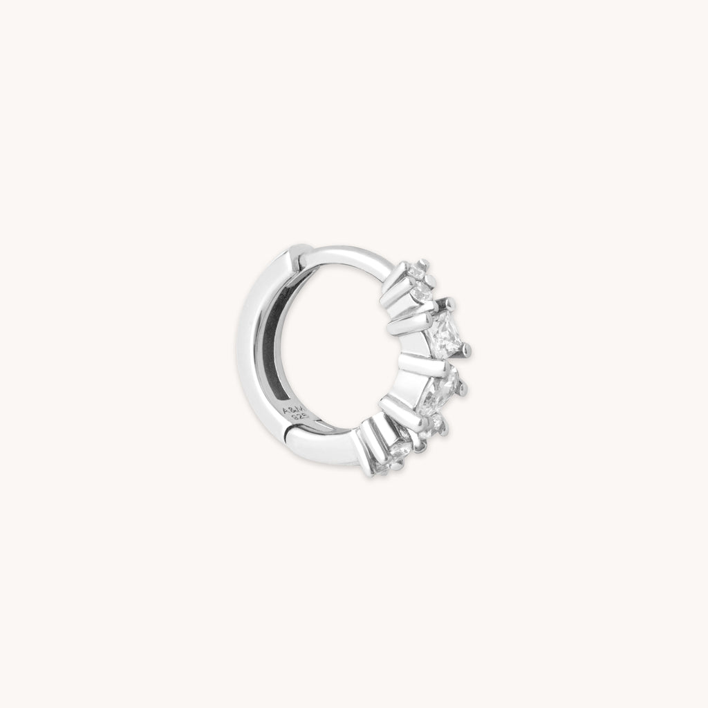 Celestial Crystal 8mm Hoop in Silver