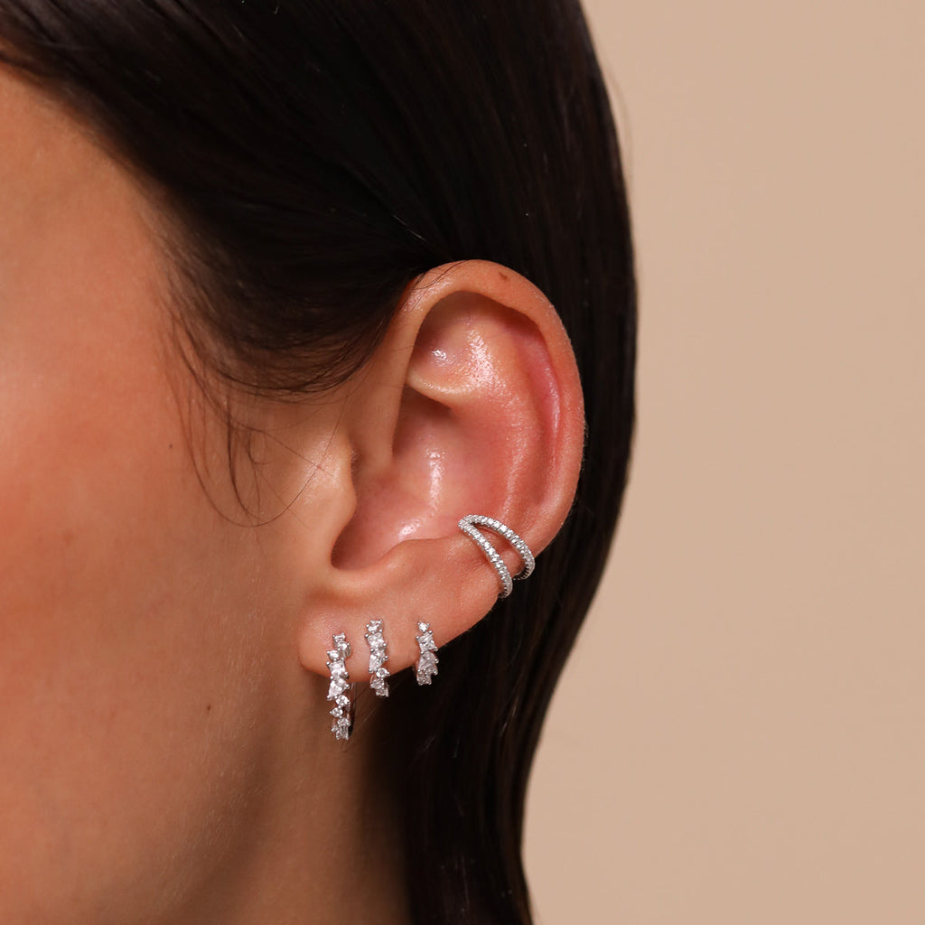 Celestial Crystal 8mm Hoop in Silver