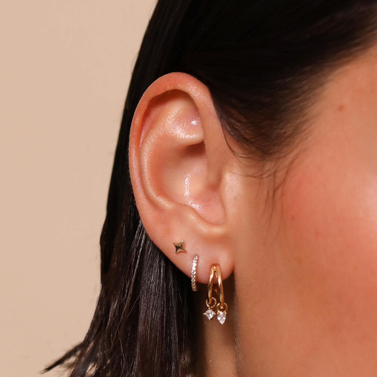 Celestial Crystal Huggies in Gold
