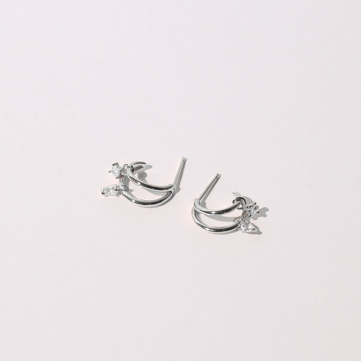 Celestial Crystal Huggies in Silver