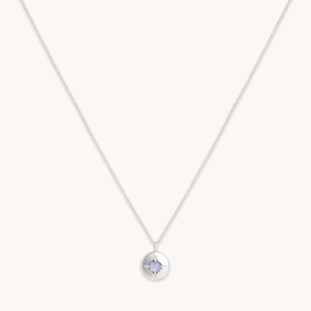 December Tanzanite Birthstone Necklace in Solid White Gold