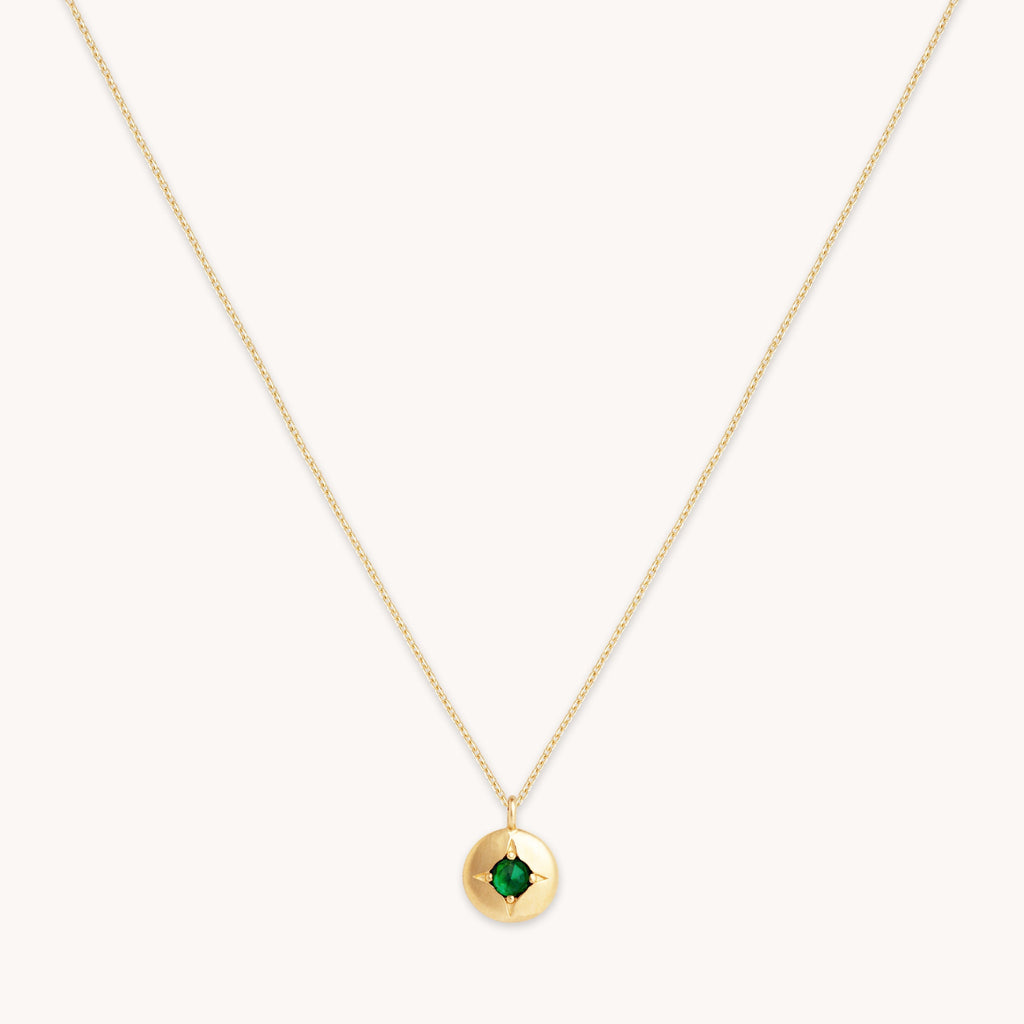 May Emerald Birthstone Necklace in Solid Gold