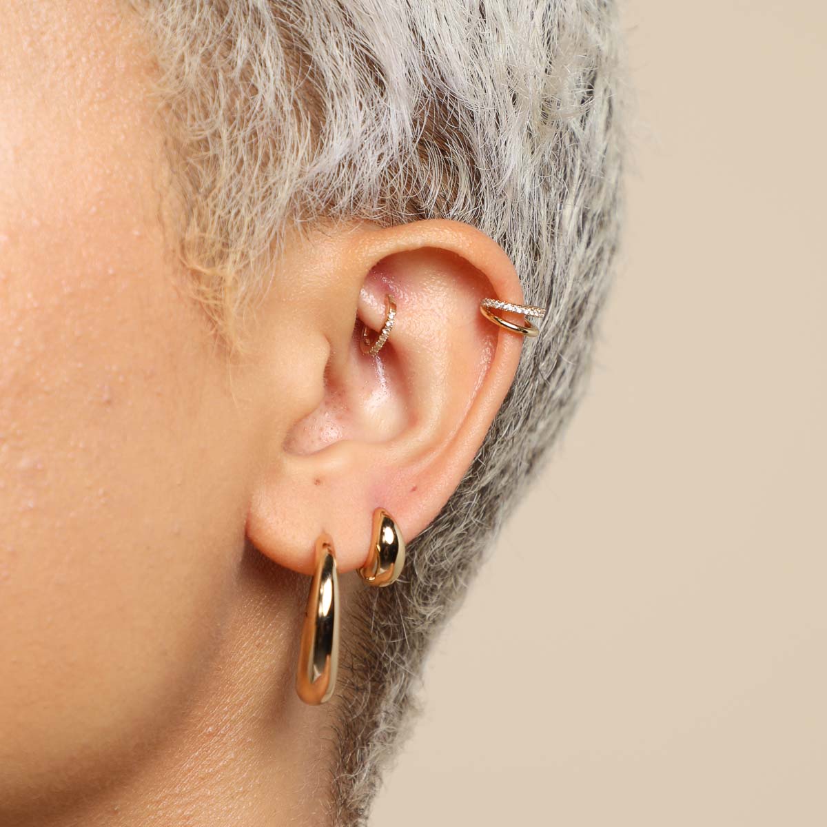Essential Crystal Small Hoops in Gold