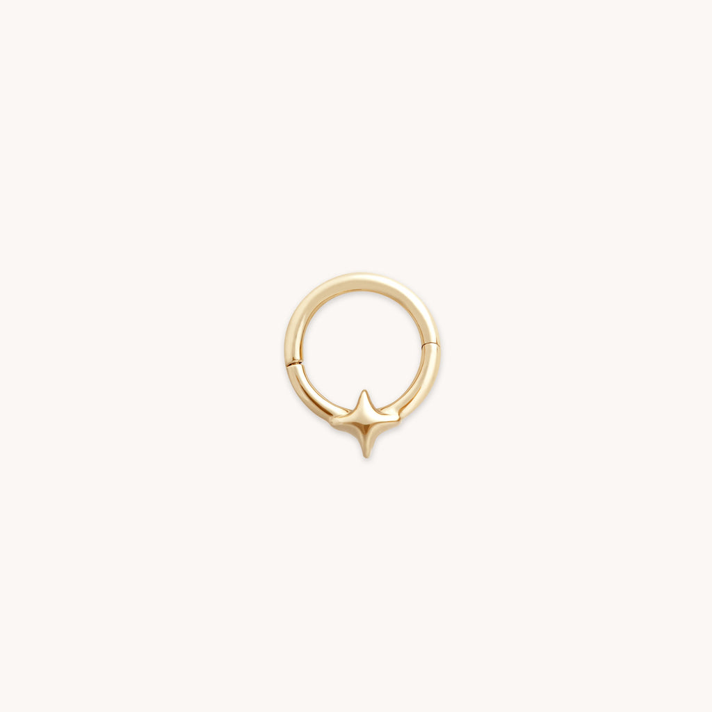Cosmic Star Daith Hoop in Solid Gold