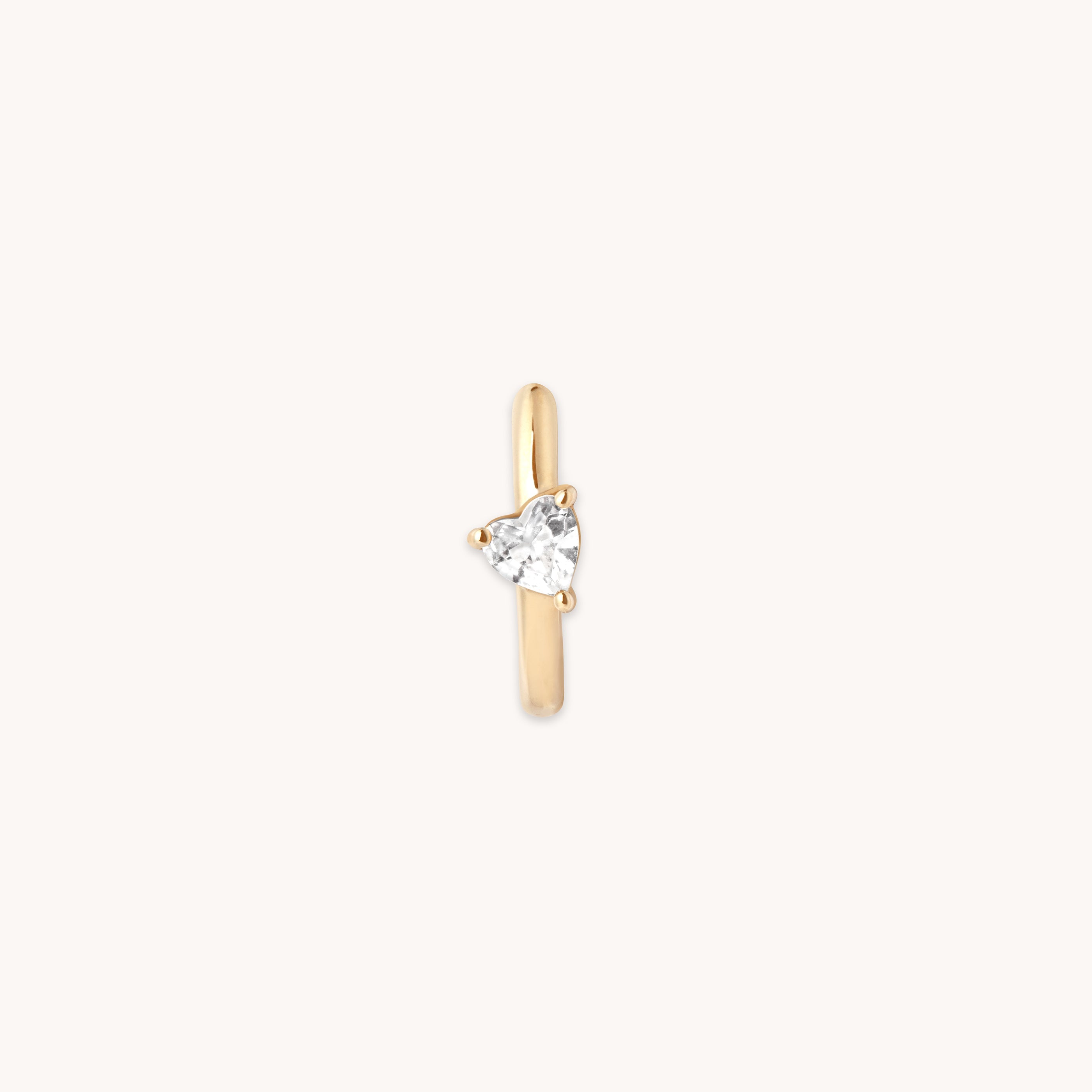 Heart Gem Piercing Hoop in Solid Gold