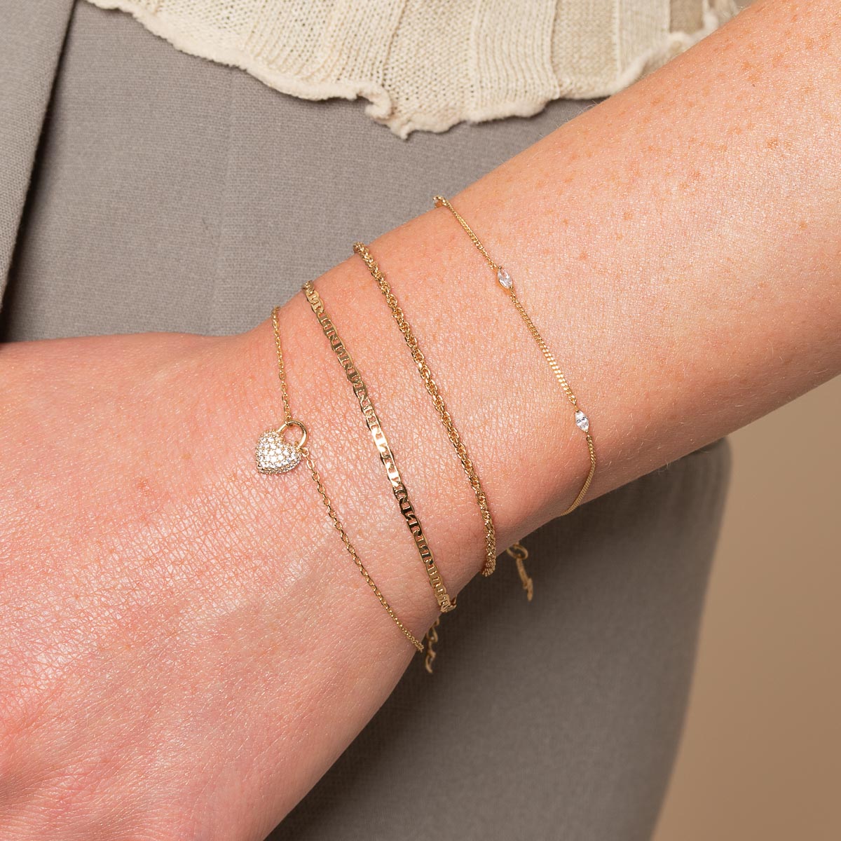 Navette Crystal Bracelet in Gold