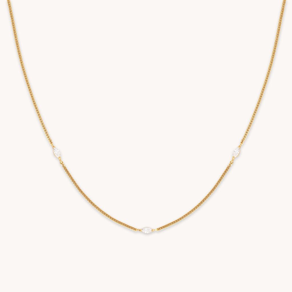 Navette Crystal Necklace in Gold