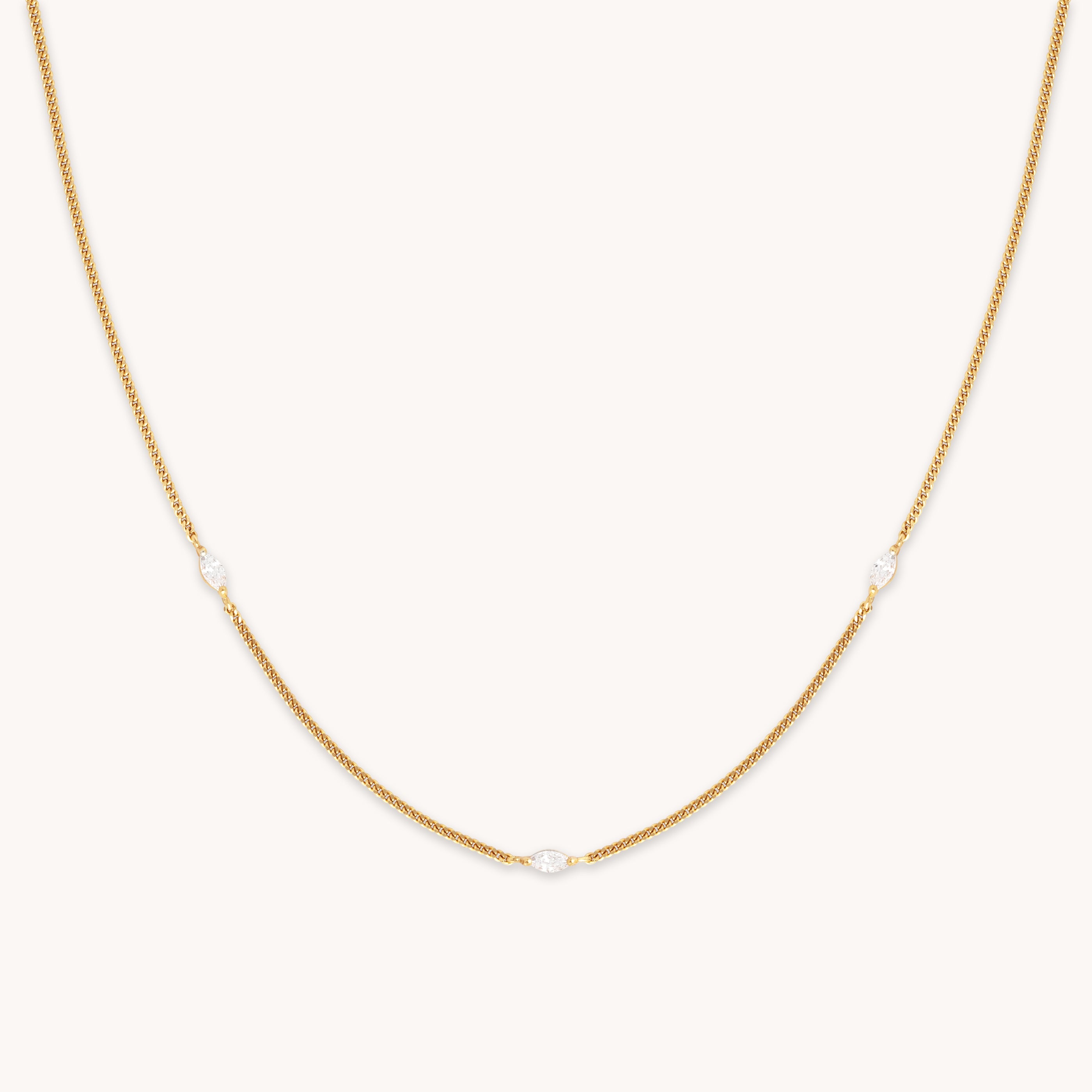 Navette Crystal Necklace in Gold