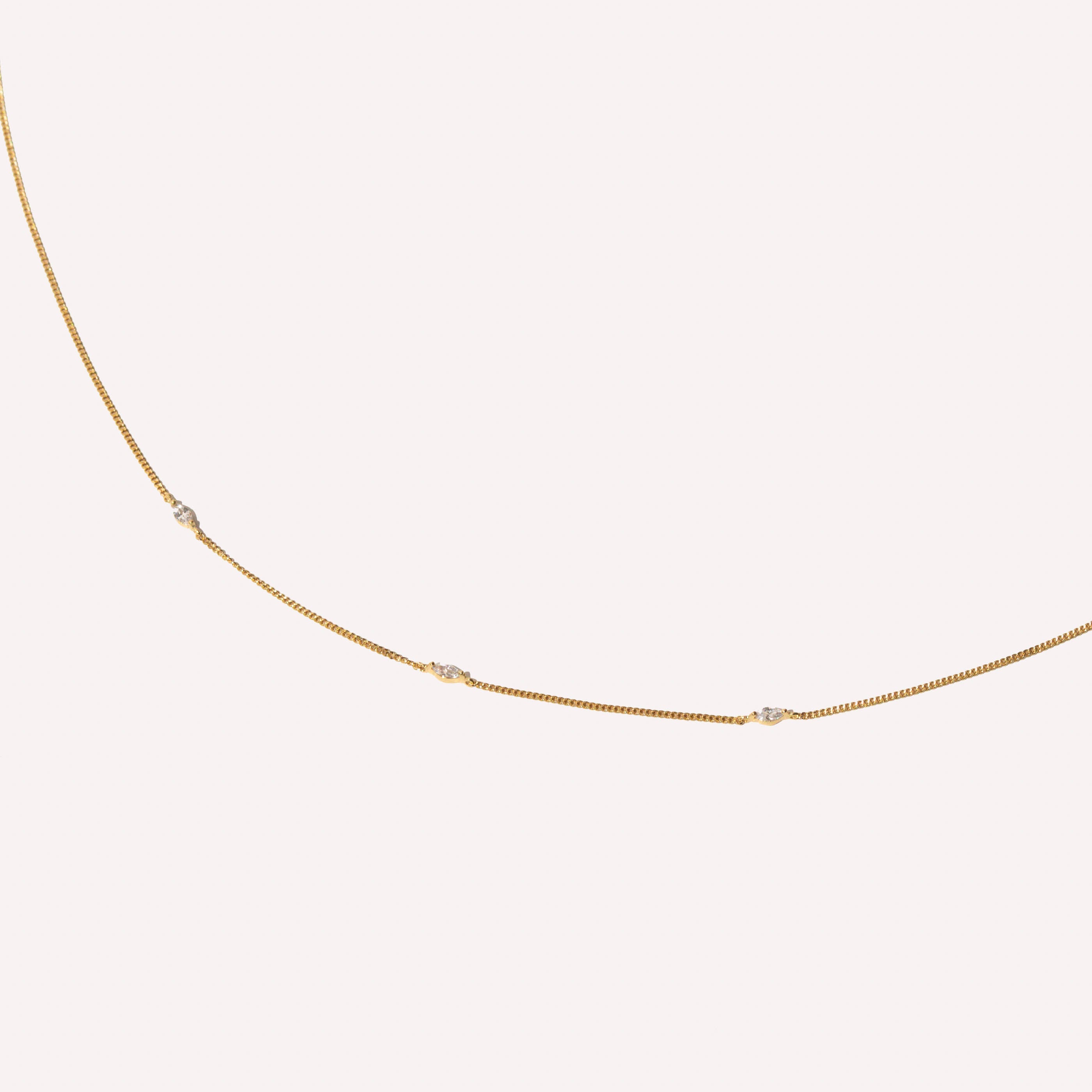 Navette Crystal Necklace in Gold