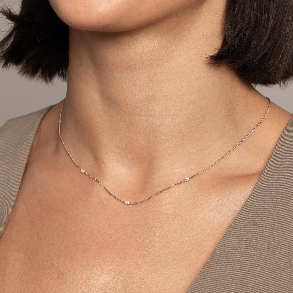Navette Crystal Necklace in Rose Gold