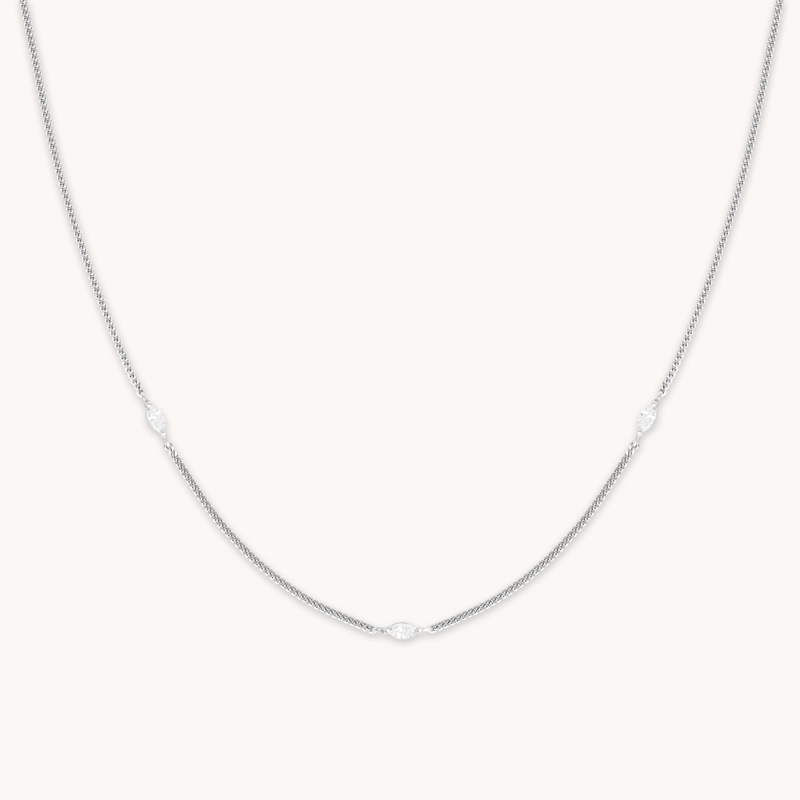 Navette Crystal Necklace in Silver