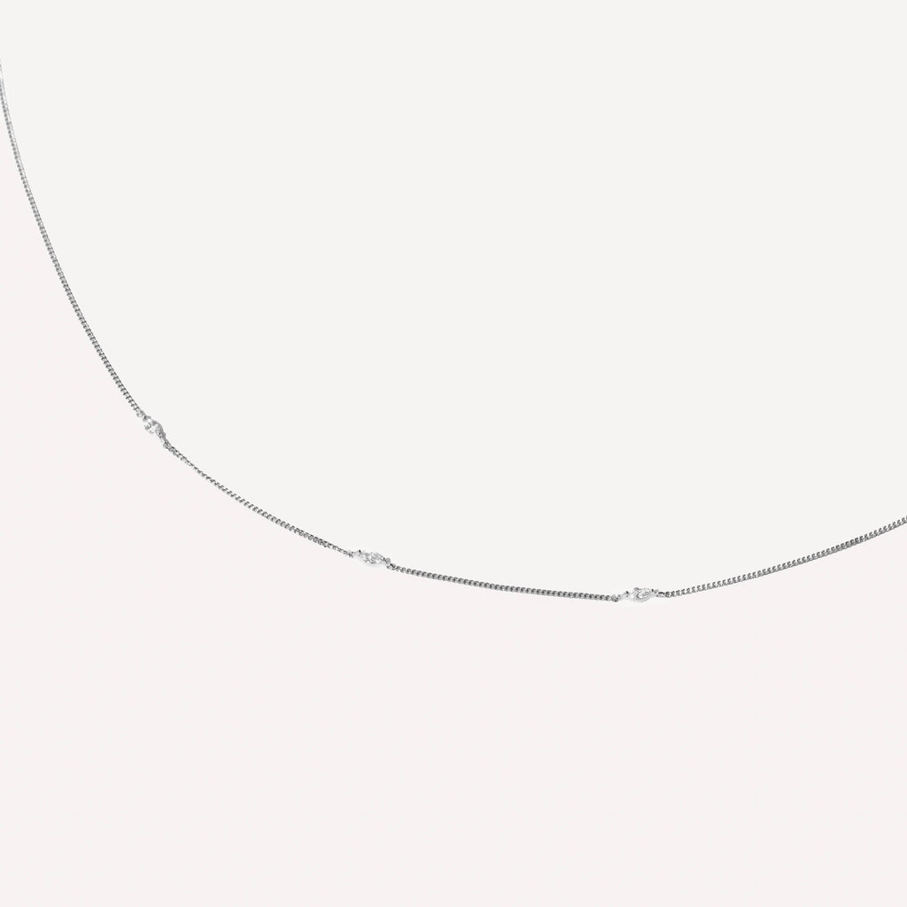 Navette Crystal Necklace in Silver