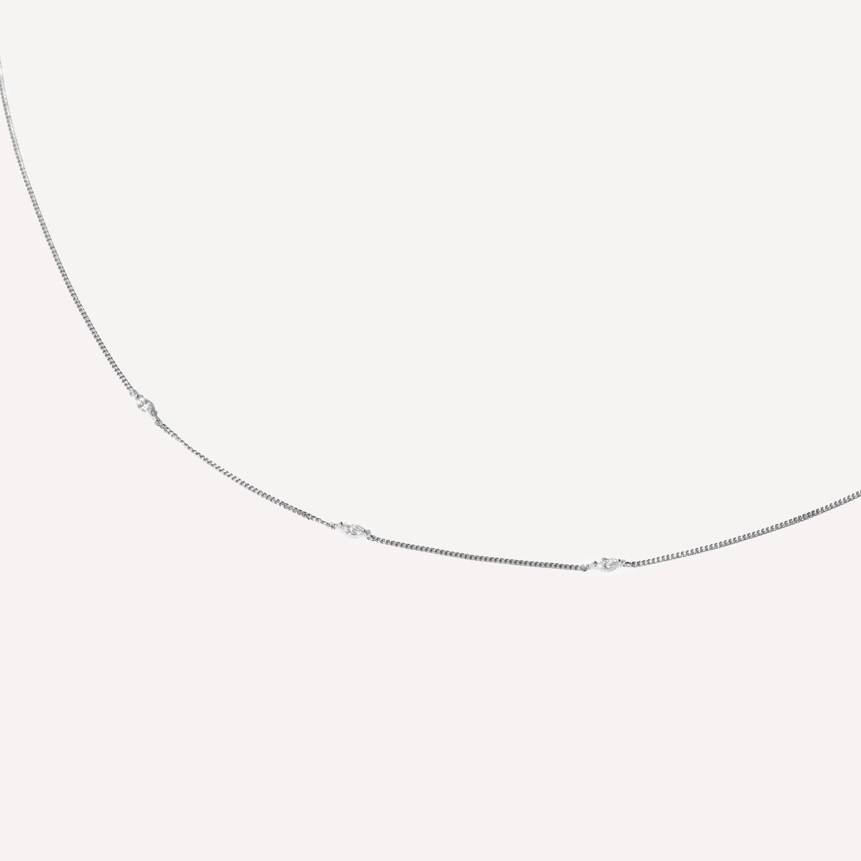 Navette Crystal Necklace in Silver