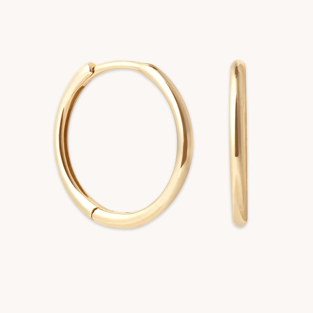 Simple 12mm Hoops in Solid Gold