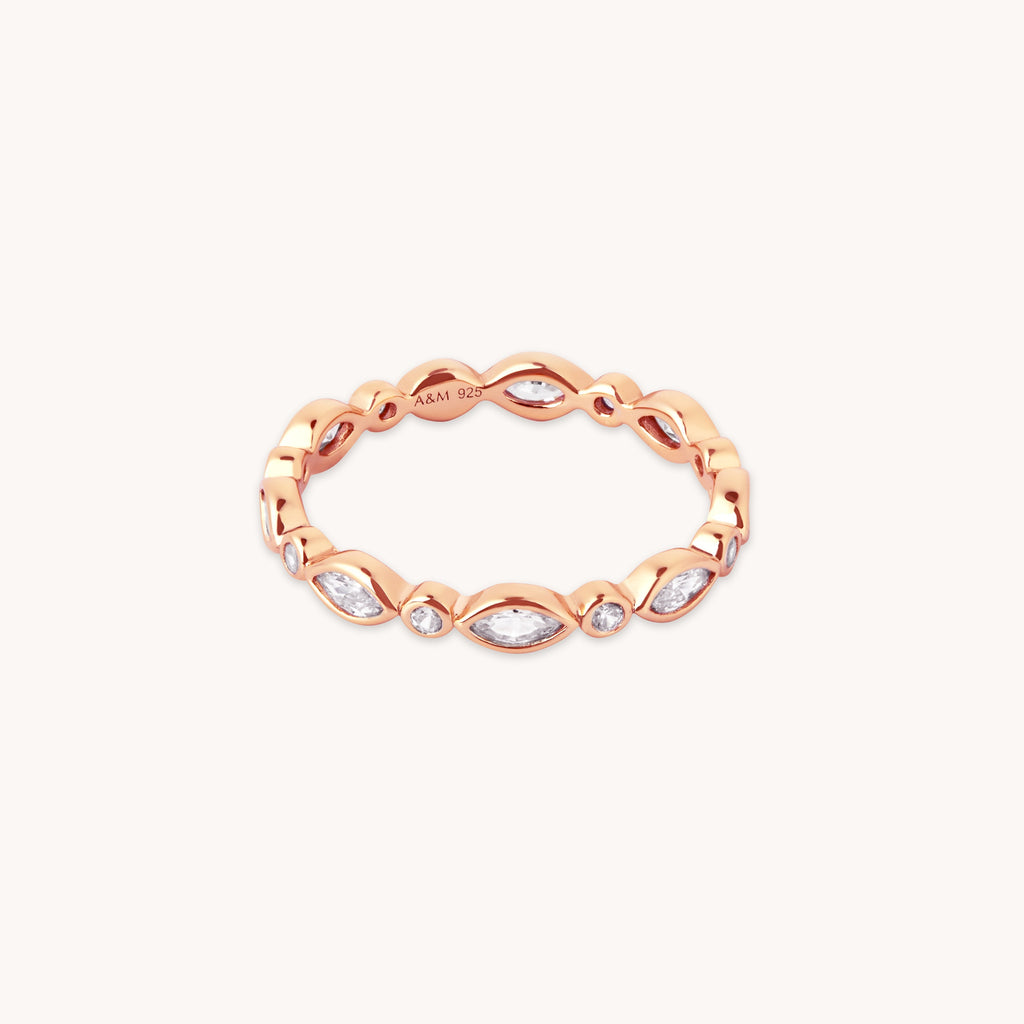 Navette Crystal Band Ring in Rose Gold