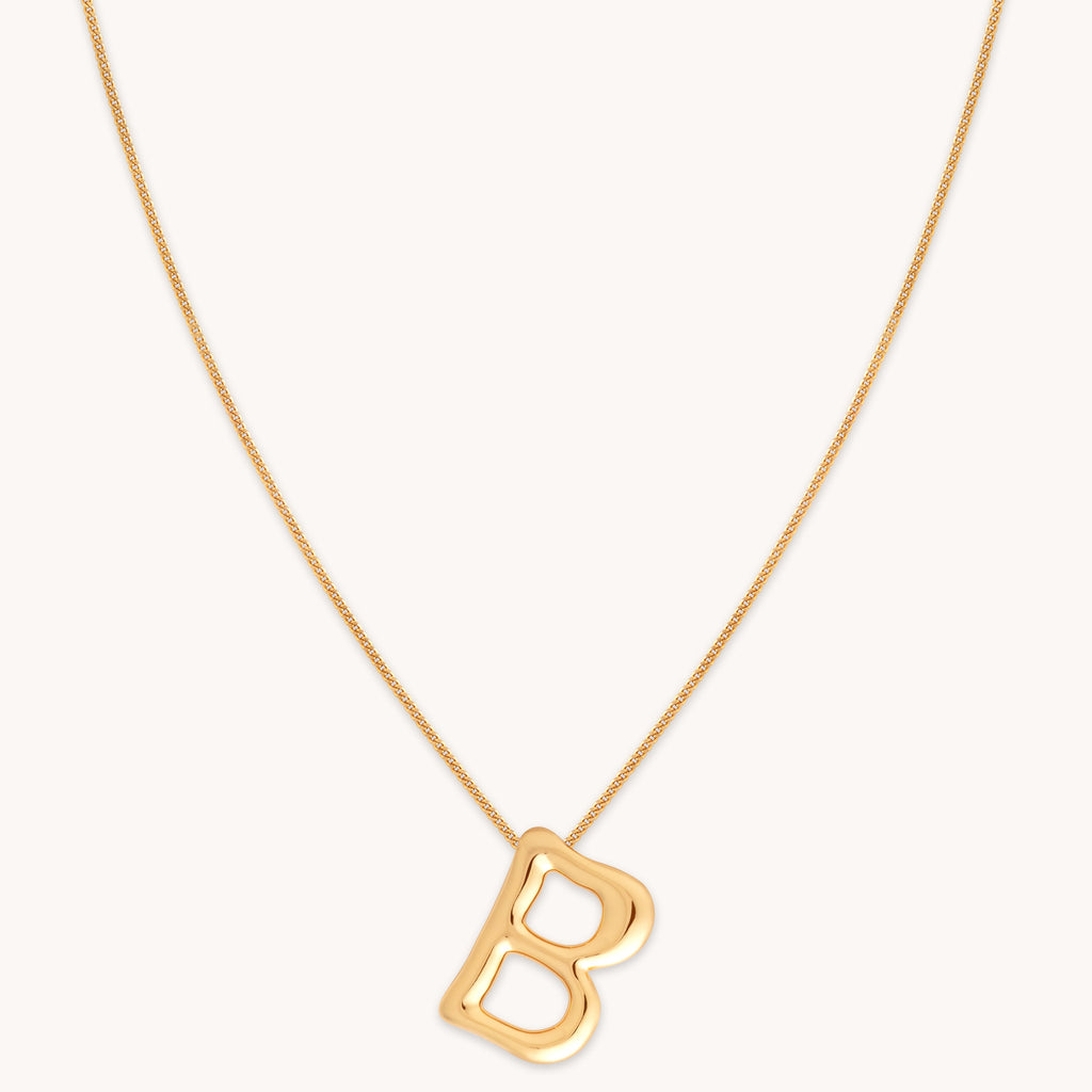 B Initial Bold Pendant Necklace in Gold