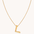L Initial Bold Pendant Necklace in Gold