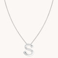 S Initial Bold Pendant Necklace in Silver