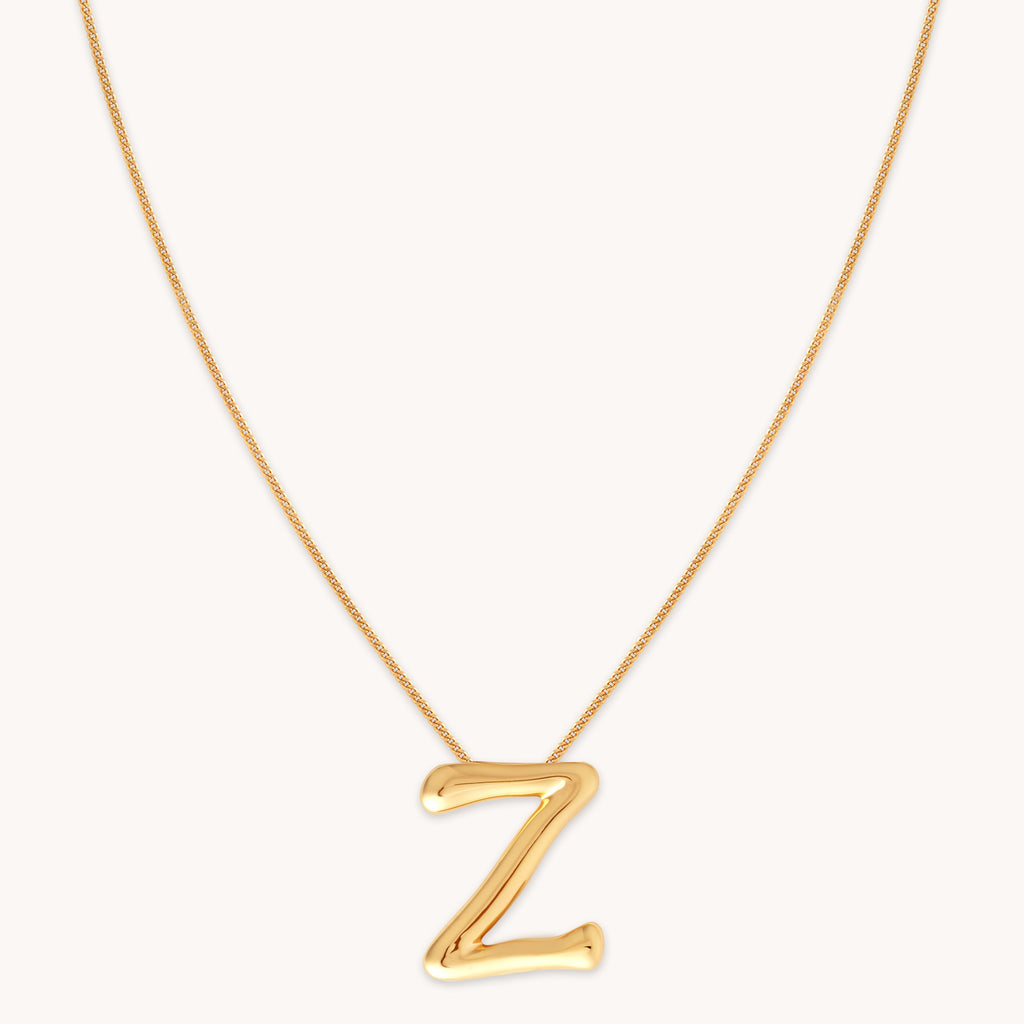 Z Initial Bold Pendant Necklace in Gold