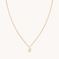 B Initial Pavé Pendant Necklace in Gold