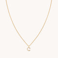 C Initial Pavé Pendant Necklace in Gold