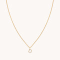 D Initial Pavé Pendant Necklace in Gold