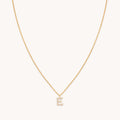 E Initial Pavé Pendant Necklace in Gold