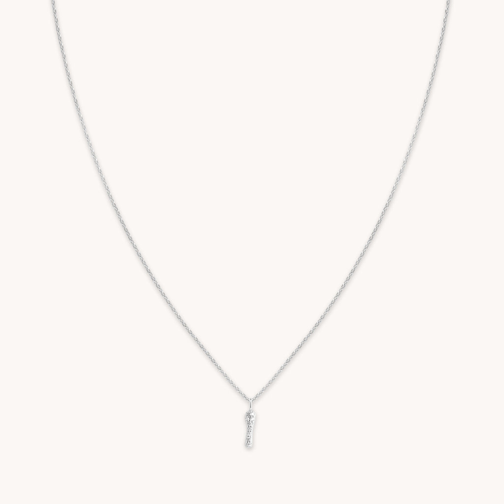 I Initial Pavé Pendant Necklace in Silver