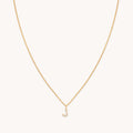 J Initial Pavé Pendant Necklace in Gold