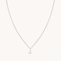 J Initial Pavé Pendant Necklace in Silver