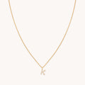 K Initial Pavé Pendant Necklace in Gold