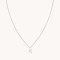K Initial Pavé Pendant Necklace in Silver