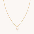 M Initial Pavé Pendant Necklace in Gold
