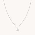 M Initial Pavé Pendant Necklace in Silver
