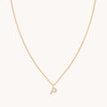 P Initial Pavé Pendant Necklace in Gold