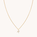 R Initial Pavé Pendant Necklace in Gold