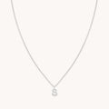 S Initial Pavé Pendant Necklace in Silver