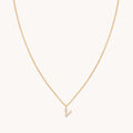 V Initial Pavé Pendant Necklace in Gold