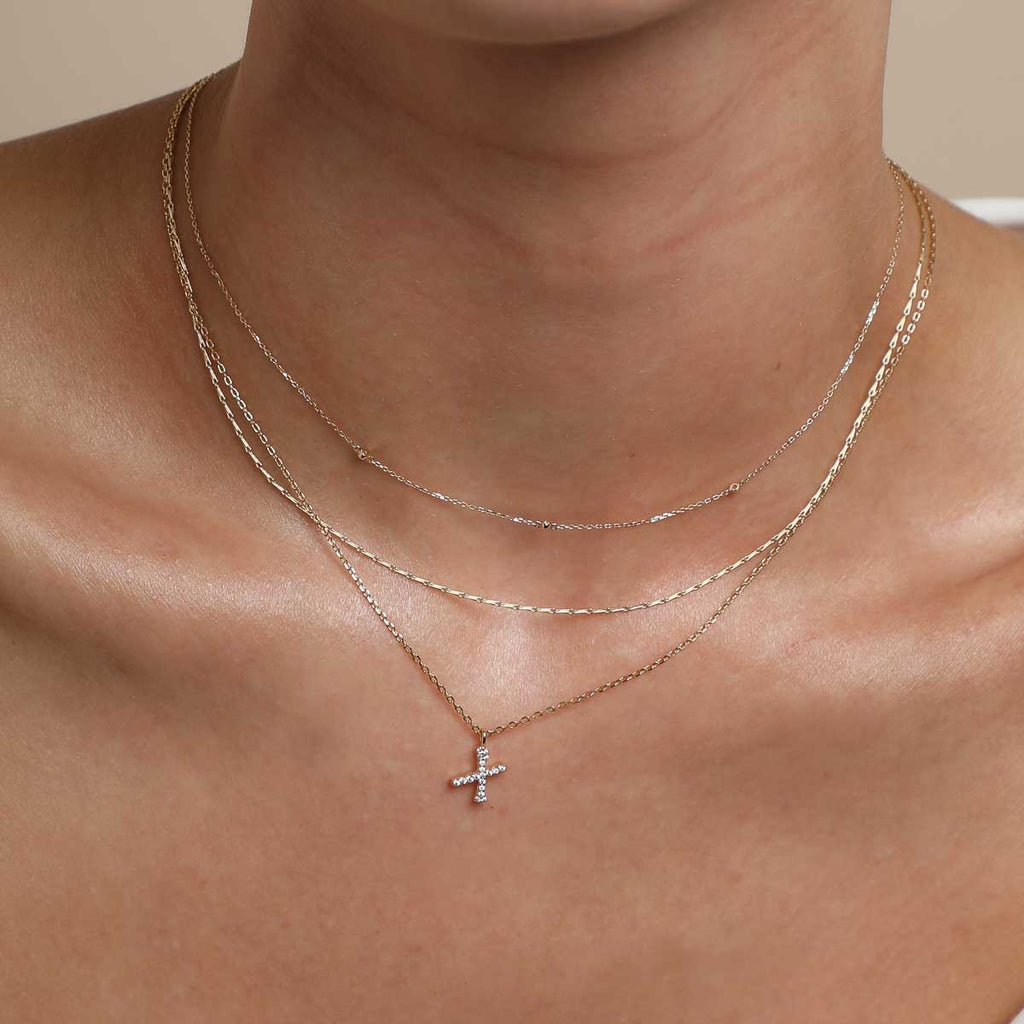 X Initial Pavé Pendant Necklace in Gold
