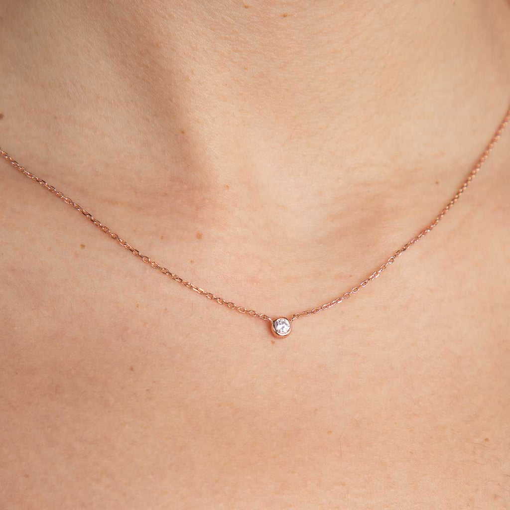 Essential Crystal Pendant Necklace in Rose Gold