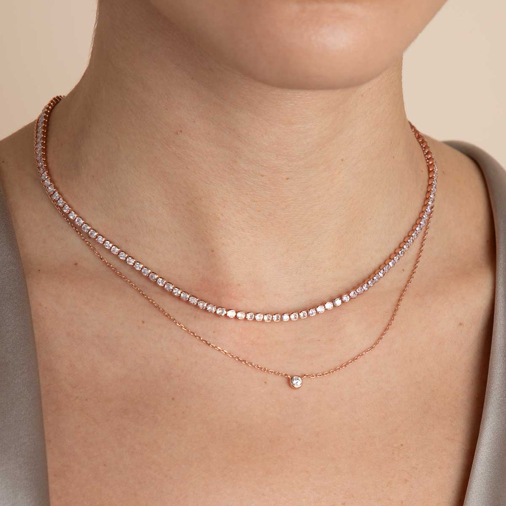 Essential Crystal Pendant Necklace in Rose Gold
