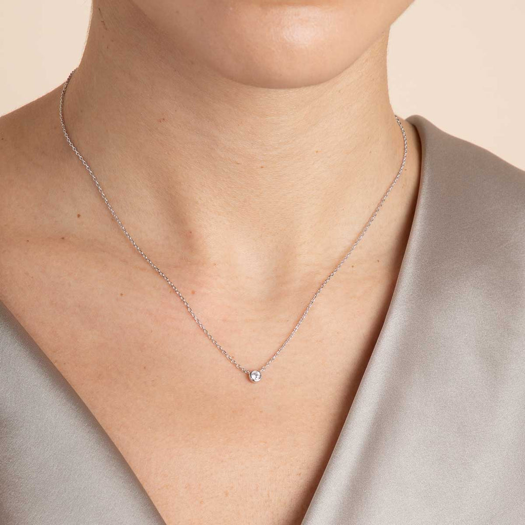 Essential Crystal Pendant Necklace in Silver