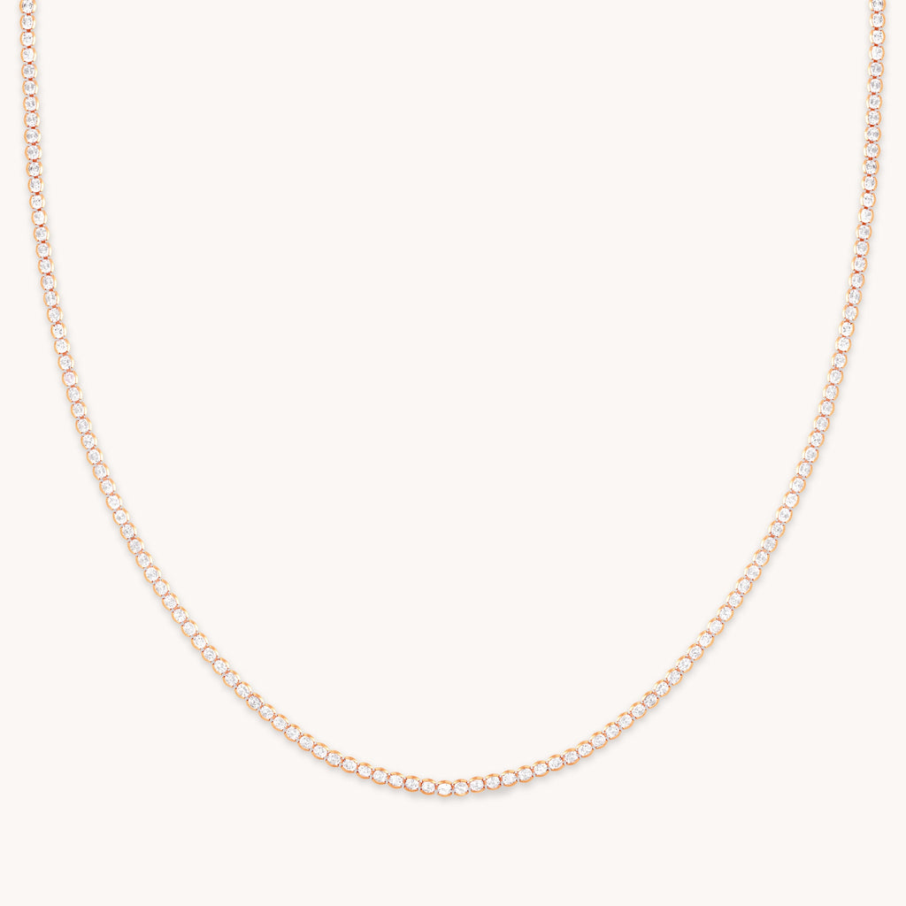 Gleam Tennis Chain Necklace in Rose Gold