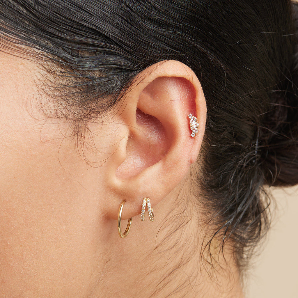 Topaz Triple Pear Cluster Piercing Stud in Solid Gold