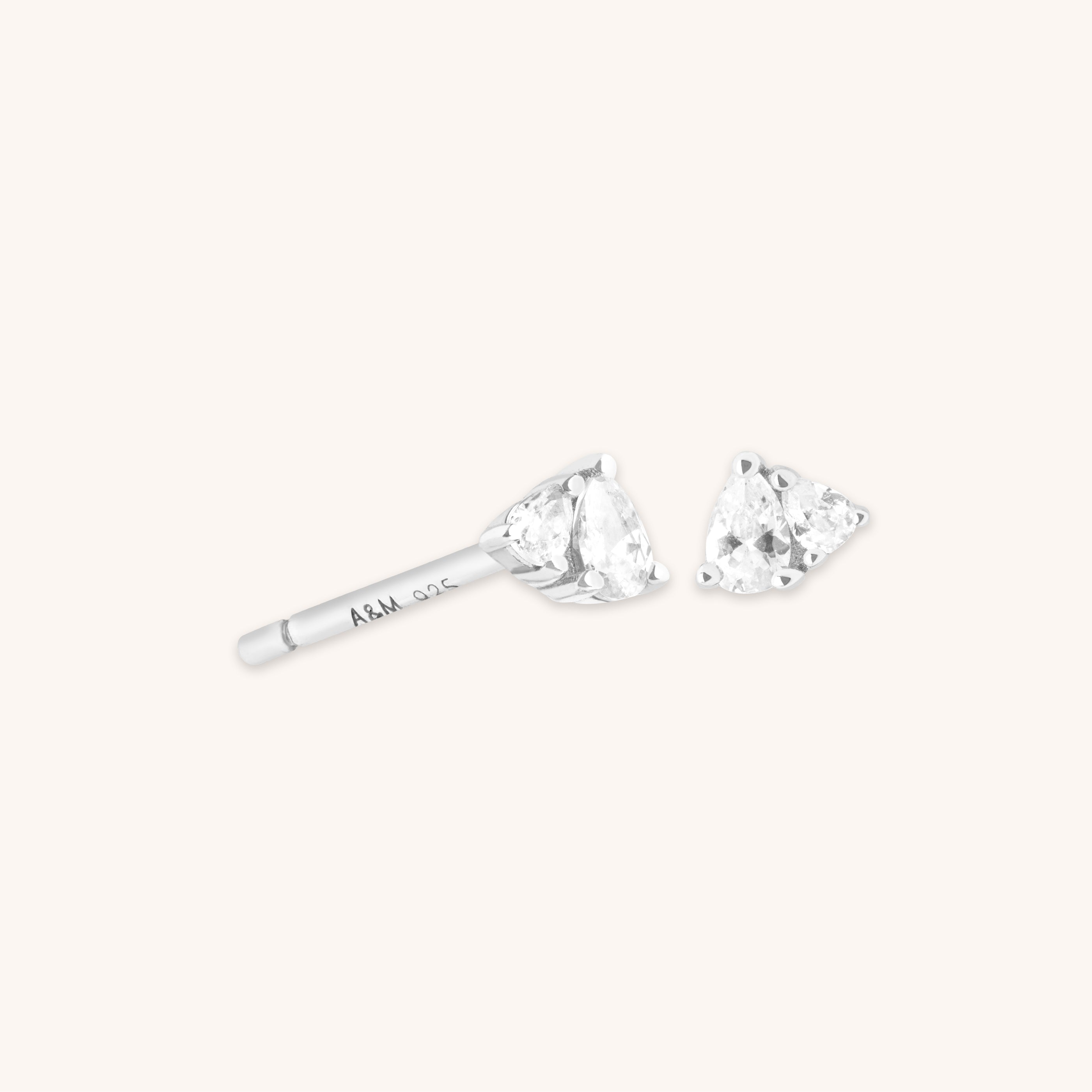 Pear Cluster Stud Earrings in Silver