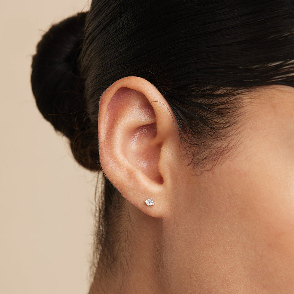 Pear Cluster Stud Earrings in Silver
