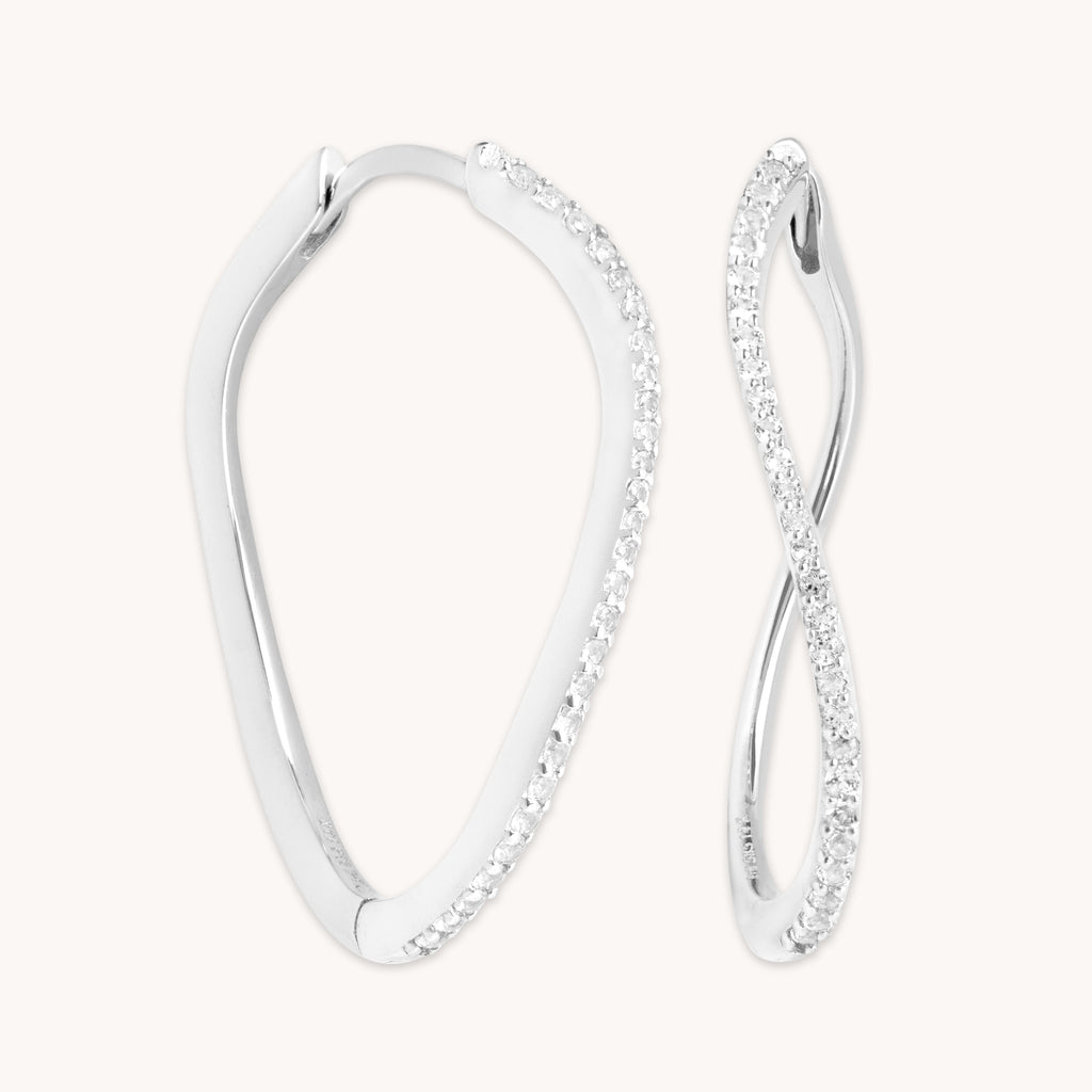Infinite Topaz Pavé Hoops in Solid White Gold