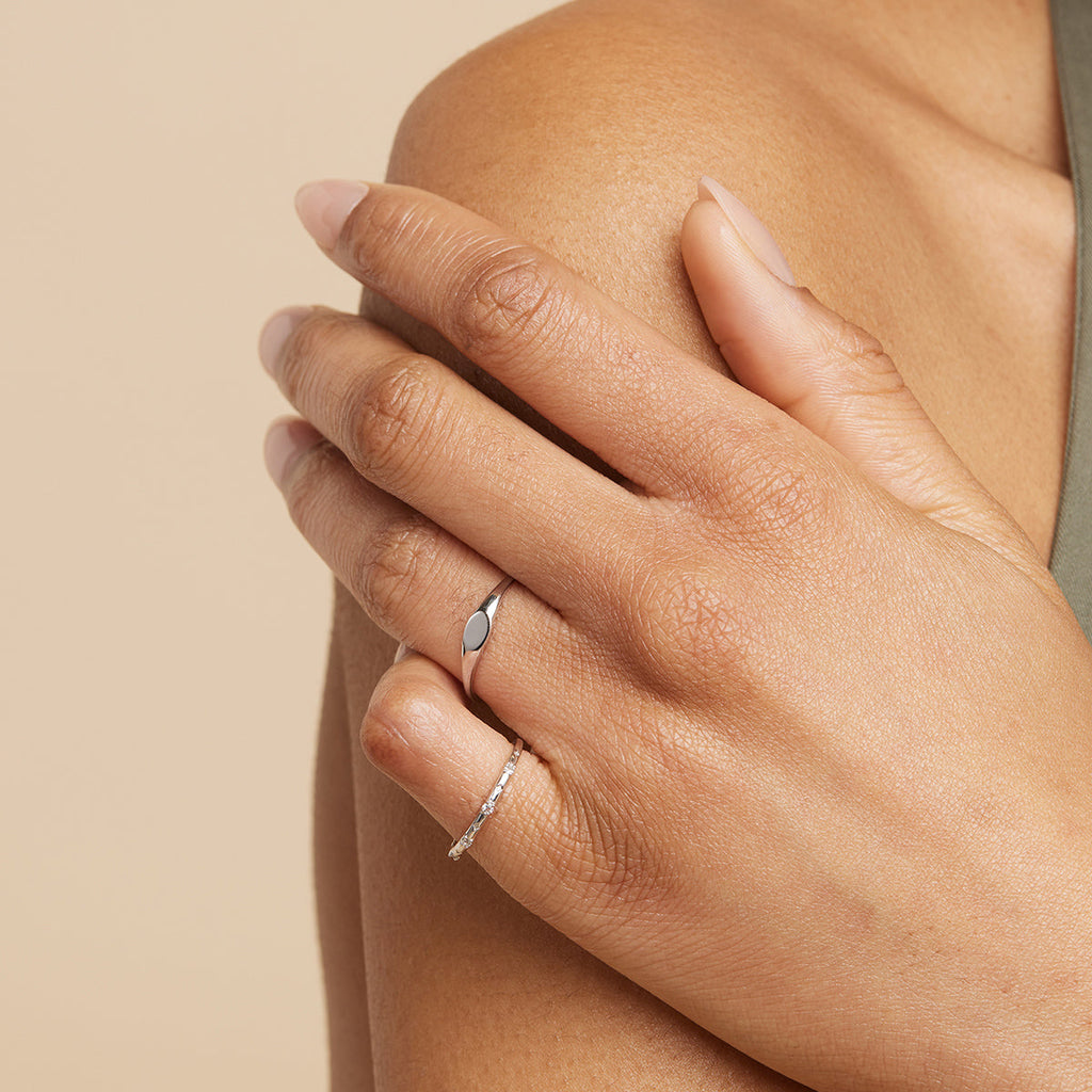 Signet Ring in Solid White Gold