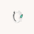 Emerald Cluster Piercing Hoop in Solid White Gold