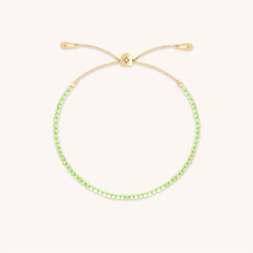 Peridot August Beaded Bracelet in Solid Gold